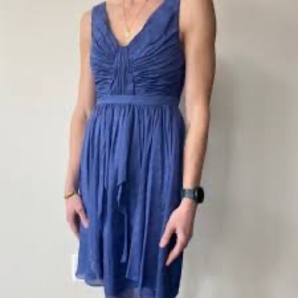 EUC Quillaree BHLDN by Anthropology Cobalt Blue Linen Silk Blend Dress Sz 6
